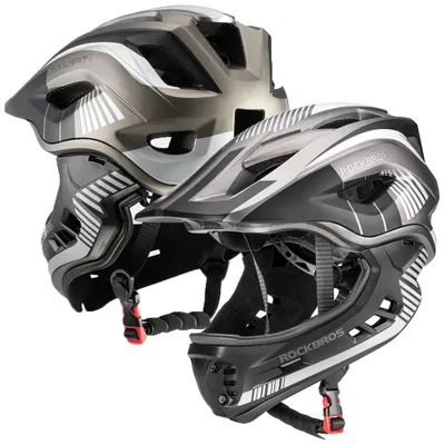 Produktbild von Kinderfahrradhelm Mit Abnehmbarem Kinnteil Rockbros Tt-32Sbtg-M Grösse M – Grau