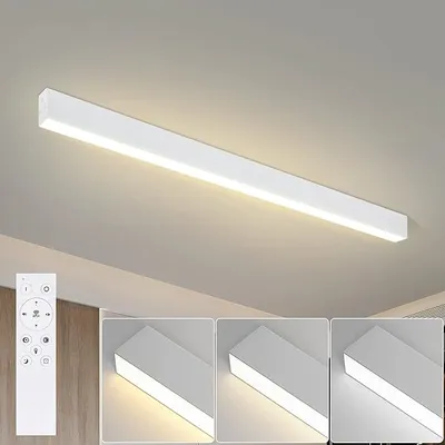 Produktbild von ZMH LED Deckenleuchte Wohnzimmer Deckenlampe 32W Modern Weiß Deckenbeleuchtung 107 CM Dimmbar mit Fernbedienung für Schlafzimmer Küche Büro Esszimmer