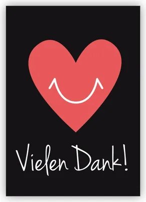Produktbild von Herzliche Dankeskarte, Danksagung mit fröhlichem, großem Herz: Vielen Dank