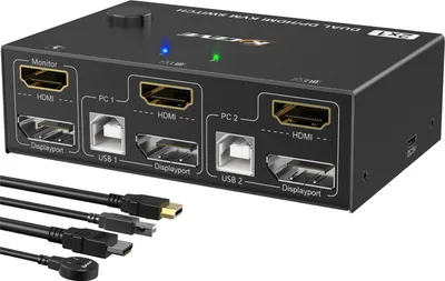 Produktbild von KVM-Switch Dual-Monitor-kompatibel DP/HDMI, unterstützt 4K@60Hz