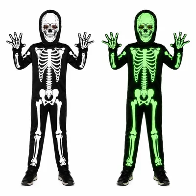Immagine prodotto di Costume da scheletro per bambini – costume di Halloween che si illumina al buio