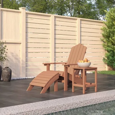 Produktbild von Möbel Adirondack-Gartenstuhl mit Hocker & Tisch HDPE Braun - Gartensessel 3095710