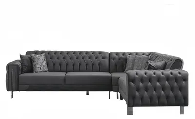 Immagine prodotto di Divano ad angolo Divano ad angolo a L Divano letto Chesterfield in metallo grigio