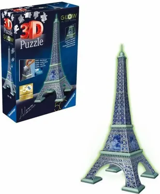 Image de Ravensburger - Puzzle 3D Tour Eiffel phosphorescent 50 ans - Dès 10 ans - 216 pièces numérotées à assembler sans colle - Accessoires inclus - 11591