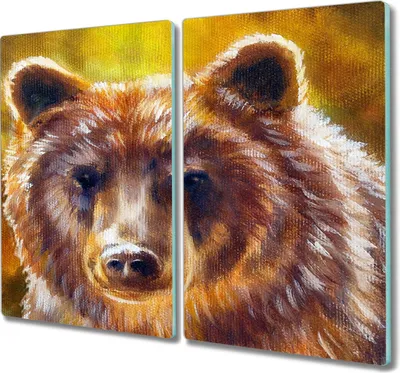 Produktbild von Coloray Küchenbrett Kochplattenabdeckung Hackbrett Schneidebrett Herdabdeckplatte 2x30x52 cm - bär