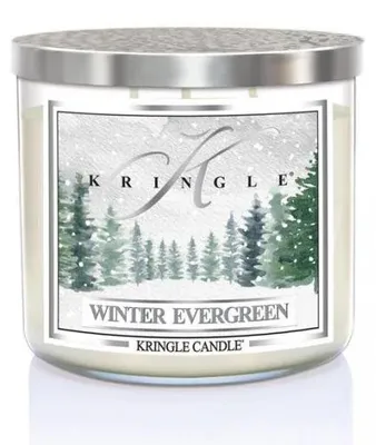 Imagen del producto de Vela aromática Kringle Candle TUMBLER, colección "Winter Evergreen", con 3 mechas (411g)