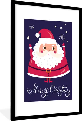 Produktbild von MuchoWow® MuchoWow® Gerahmtes Poster Weihnachtsmann - Weihnachten - Zitate - Frohe Weihnachten - Schnee 60x90 cm - Poster mit zchwarzem Bilderrahmen - Dekoration - Wandposter Wohnzimmer - Hochwertig