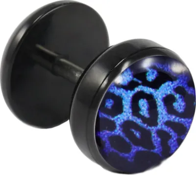 Produktbild von Fake Plug Ohrstecker mit Leopard-Motiv blau
