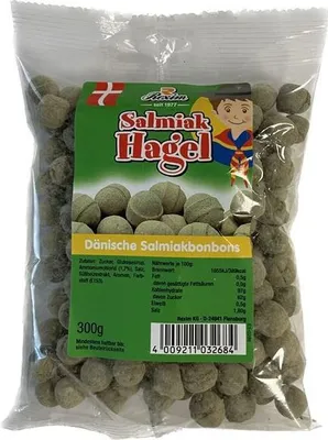Produktbild von Rexim Salmiak Hagel, dänische Salmiakbonbons, 300 g,