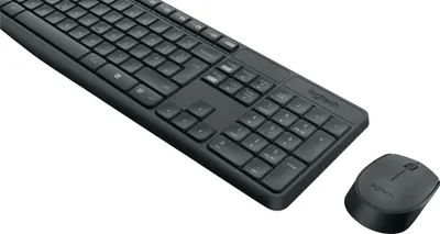 Produktbild von Logitech MK235, Volle Größe (100%), Kabellos, RF Wireless, AZERTY, Grau, Maus enthalten