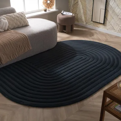 Produktbild von Volero - Teppich Organisch - Flowy Arch Anthrazit - 140x200 cm - Wohnzimmer, Schlafzimmer - Modern, Skandinavisch, Japandi