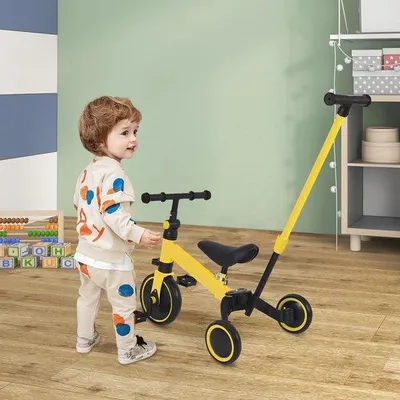 Productafbeelding van 3-in-1 Driewieler voor Peuters met Duwstang - Geschikt voor 1-5 Jaar