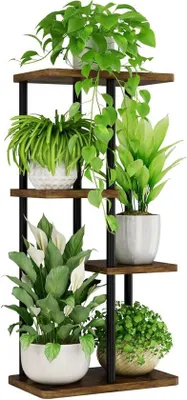Image de Support à roulettes pour 6 pots, pour l'extérieur - treillis élaborés pouvant accueillir plusieurs plantes - supports décoratifs pour fleurs