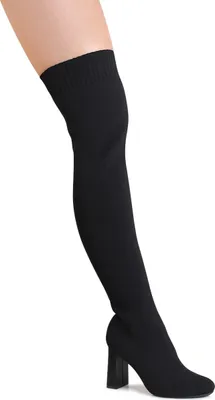 Produktbild von topschuhe24 2922 Damen Overknee Stiefel Strick Stulpen, Farbe:Schwarz, Größe:36 EU
