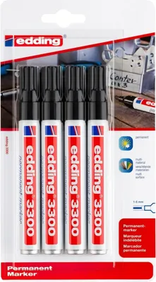 Produktbild von Permanentmarker edding 3300 nachfüllbar 1-5mm schwarz 4 Stück Packung mit 10 Stück