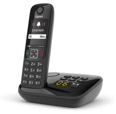Zdjęcie produktu dla Gigaset AS690A, Telefon analogowy/DECT, Zestaw słuchawkowy bezprzewodowy, Głośnik, 100 wejścia, Nazwa i identyfikacja dzwoniącego, Czarny