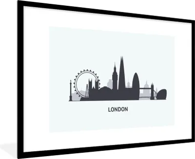 Produktbild von MuchoWow® MuchoWow® Gerahmtes Poster London - Skyline - England 90x60 cm - Poster mit zchwarzem Bilderrahmen - Wanddekoration - Fotos