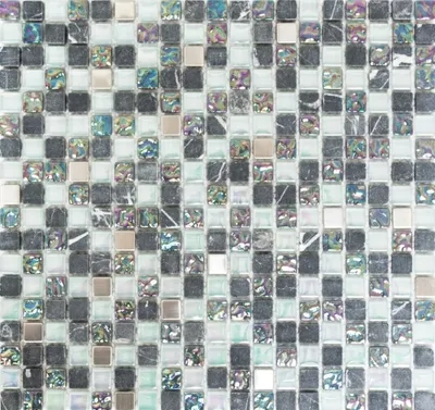 Produktbild von Mosaikfliese Transluzent Edelstahl grau Glasmosaik Crystal Stein Stahl grau MOS92-0206_f