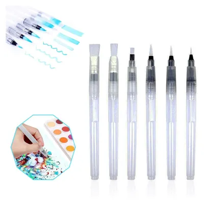 Produktbild von 6-teiliges Aquarellpinsel-Set mit Wasserstift und verschiedenen Größen