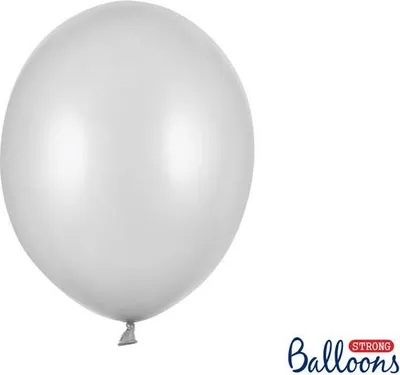 Zdjęcie produktu dla Balony lateksowe Strong, Srebrne, Metallic Silver Snow, 30cm, 50 szt.