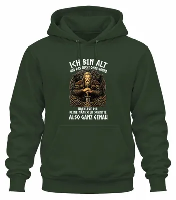 Obrázek produktu pro Jsem starý a to má svůj důvod. Mikina s kapucí "Viking", barva: tmavě zelená, velikost: L