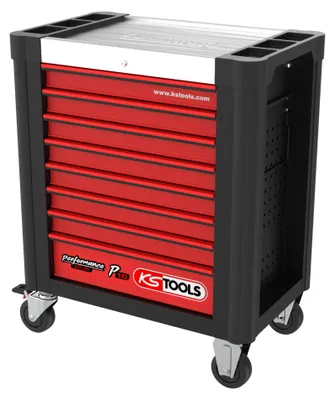 Image de KS TOOLS PERFORMANCEplus P10 NOIR/ROUGE Servante d'atelier avec 8 tiroirs - 873.0008