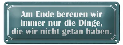 Produktbild von Blechschild Spruch 27x10cm am Ende bereuen wir immer nur Dekoration