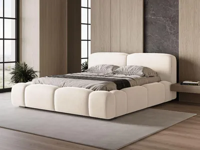Produktbild von GrainGold Polsterbett Aubi 180x200 cm - Bett 180x200, Polsterbett mit Bettkasten & Lattenrost - Bett mit Velvet-Stoff - Creme