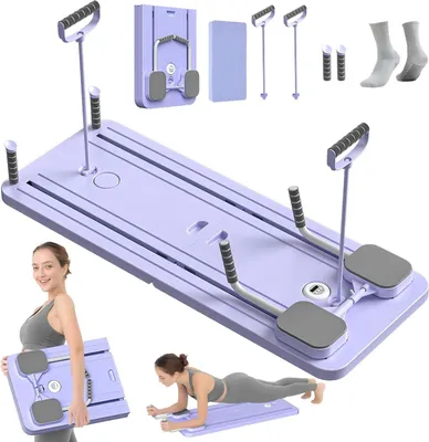Obrázok produktu pre Pilatesova doska - Pilates reformer set, Pilates skladací, s časovačom, skladacia viacúčelová Pilates reformer doska na tréning jadra a brušných svalov