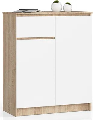Immagine prodotto di Akord Mobile 2 Ante 1 Cassetto Rovere Sonoma Bianco 80X40X99 Cm