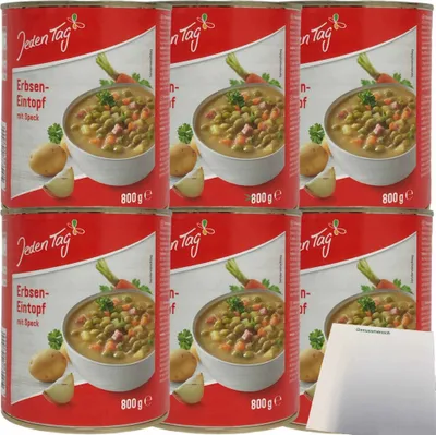 Produktbild von Jeden Tag Erbseneintopf mit Speck Fertiggericht 6er Pack (6x800g Dose) usy Block
