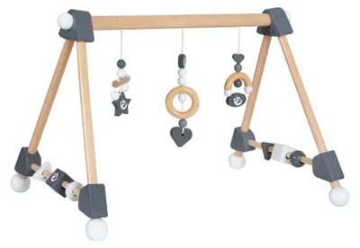Produktbild von roba Spieltrapez & Aktivcenter mit Spiel- & Greifelementen - Spielbogen mit Anhängern aus Holz - Ab Geburt - Natur / Anthrazit