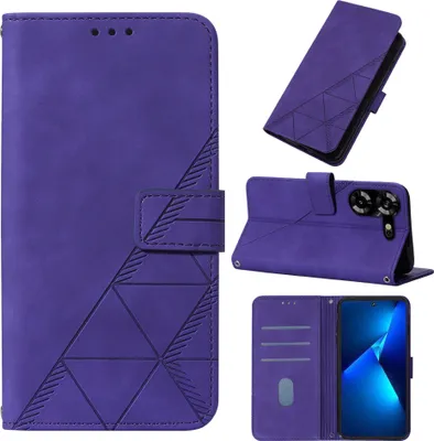 Produktbild von Hülle für Tecno Pova 5 LH7N Prägung Flip Leder Kartenfächer Schutzhülle mit Ständer Lila