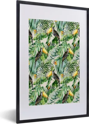 Produktbild von MuchoWow® MuchoWow® Gerahmtes Poster Blumen - Vogel - Tukan 40x60 cm - Poster mit zchwarzem Bilderrahmen - Poster in Rahmen