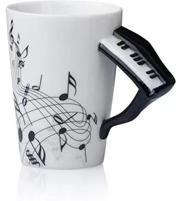 Productafbeelding van Keramische mok met pianohandvat, inhoud 280 ml, hoogte 10,2 cm, vaatwasmachinebestendig, magnetronbestendig