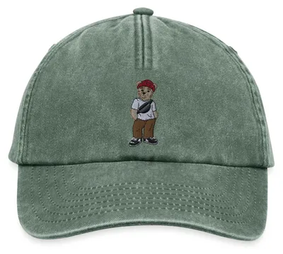 Produktbild von Spreadshirt Gestickter Teddy Im Skaterlook Mit Mütze Vintage Cap, One size, Vintage Flaschengrün