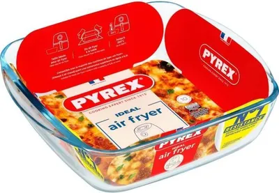 Zdjęcie produktu dla Naczynie do Air Fryer PYREX, Kwadratowe, Szkło Borokrzemowe, 25 x 22 cm