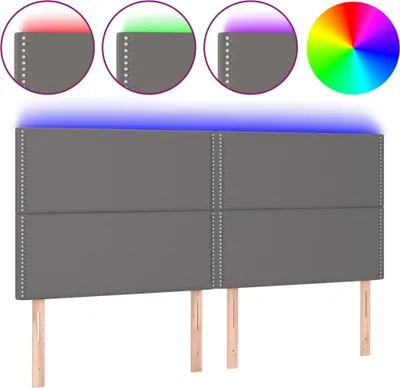 Produktbild von vidaXL LED Kopfteil Grau 200x5x118/128 cm Kunstleder