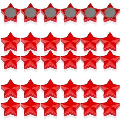 Produktbild von Magnete für Magnettafeln, 30 Kühlschrankmagnete, Mini-Kühlschrankmagnete, kleine Whiteboard-Magnete, starke Haftung, für Whiteboards, Pinnwände, Küchen (Sterne, rot)