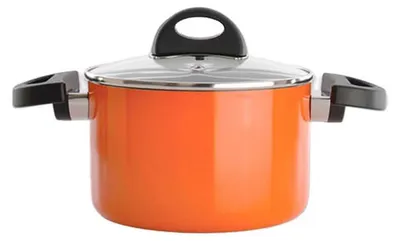 Produktbild von Berghoff Stewpot 16 CM Orange Kochtopf inkl. Deckel, Aluminium, 16 cm Durchmesser, Induktionsherd-geeignet, Antihaftbeschichtung