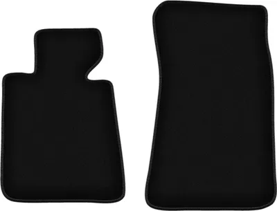 Produktbild von Wielganizator Velours-Autoteppiche vorne – passend für BMW 3 E30 (Coupé, Bj. 1982-1994) –  schwarz, passgenau, mit Befestigungen set 2 Stk.