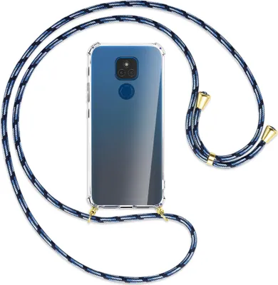 Produktbild von Handykette Backcover-Schutzhülle mit Band (Metall goldfarben) für Motorola Moto E7 Plus - camouflage