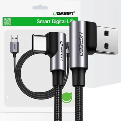 Immagine prodotto di Cavo Usb a Usb-C, angolare Ugreen Us176, 3A, 0,5M (nero)