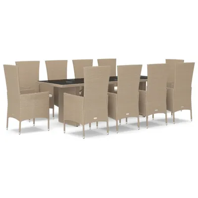 Produktbild von vidaXL 11-tlg. Garten-Essgruppe mit Kissen Beige Poly Rattan
