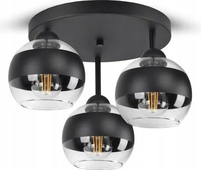 Zdjęcie produktu dla Lampa Wisząca Sufitowa Żyrandol Czarna Szklane Kule Black Belt ER3 LED E27