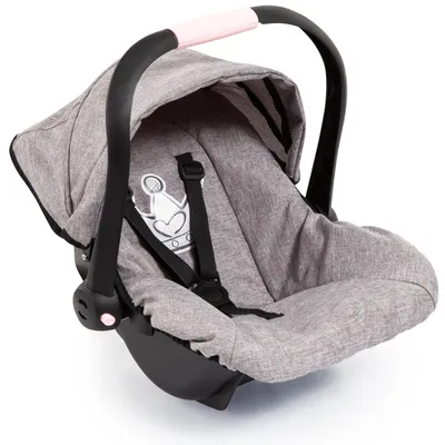 Produktbild von Bayer Design 67910AA Puppenautositz mit Dach, verstellbarem Griff, Sicherheitsgurt, für Puppen bis 46 cm, grau