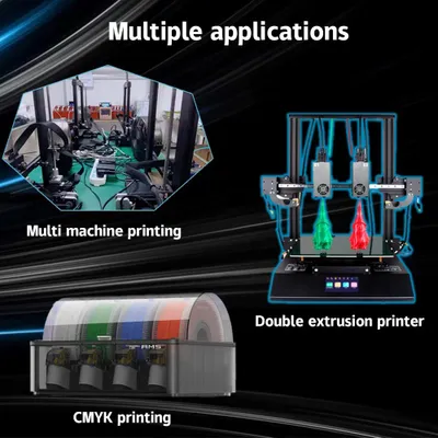Obrázek produktu pro Sušič filamentů S4 – sušicí box pro 4 cívky – vhodný pro PLA, PETG, ABS a TPU – ovládání dotykovým displejem – pro filamenty o průměru 1,75/2,85/3 mm – zástrčka EU, 220 V – černá barva