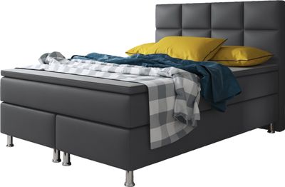 Inter Handels Boxspringbett Miami 140x200 cm Kunstleder Anthrazit
