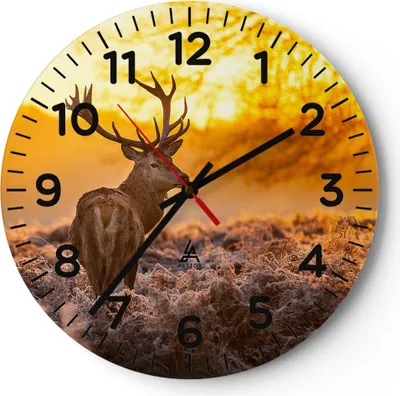 Produktbild von Wanduhr - Rund - Glasuhr - Herbst landschaft natur blatt - 30x30cm - Schleichendes Uhrwerk - Lautlos - zum Aufhängen bereit - Dekoration Modern - Wanddekoration aus Glas - C4AR30x30-2552