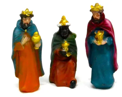 Produktbild von 3 Heilige Drei Könige des Weihnachtstags, 10 cm, Krippenfiguren, Tiere, Geburt Jesu, Krippenhandwerk, Gott